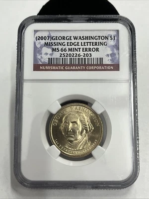 2007 GEORGE WASHINGTON QUARTER MINT ERROR NGC MS66 Mint Error - Image 1 of 4