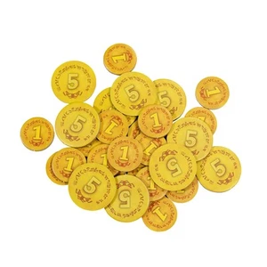 Brettspiel Ersatzteile Karton Goldmünzen Spielmarken 1er & 5er Punktzähler - Bild 1 von 4