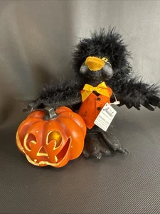 Annalee Doll Halloween Lighted Pumpkin In-lights Jack-O-Lantern Crow  2009 - Picture 1 of 9