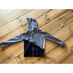 Nike dri-fit youth boys full zip hooded jacket. Grey/black. Size 4 XS. Logo - Picture 1 of 6