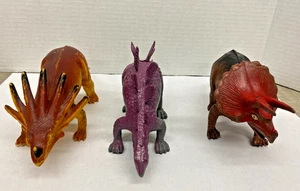 1985 Imperial Dinosaur lot of 3 Toys Styracosaurus 10" Triceratops Stegosaurus - Picture 1 of 11