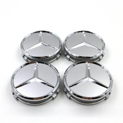 Fit For Mercedes-Benz C E S GLK 75MM Wheel Centre Cover Rims HubCaps 4Pcs SILVER - Image 1 of 4
