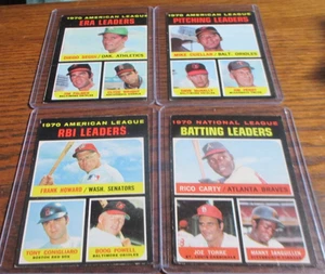 4) 1971 Topps '70 League Leaders Baseball Karten #62 Batting #63 RBI #67 ERA #69 - Bild 1 von 2