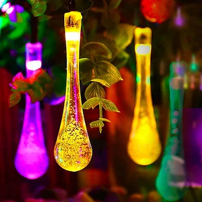 Striscia Di Luci a LED RGB 100 LED Goccia D'Acqua, Tenda a Bassa Tensione, 10 M - Immagine 1 di 4