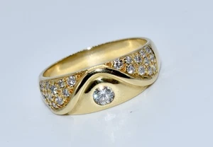 Ring 750/18K Gelbgold mit 23 Diamanten 0,44 ct, Gr. 58 Handarbeit - Bild 1 von 14