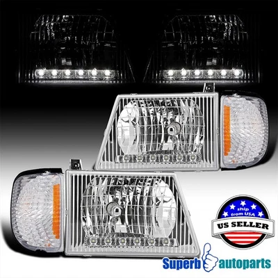 Fits 1992-2006 Ford E150 E250 E350 Econoline Van Headlights+Corner Lamps - Image 1 of 4