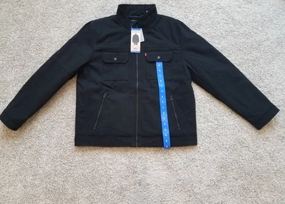 Levi's Hombre Stand Collard Chaqueta Lona Talla Grande Negro Foto 1 de 4