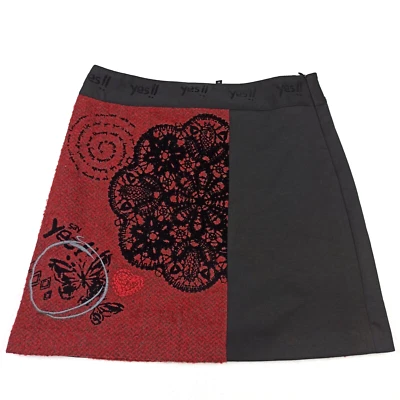 Desigual Womens Skirt Size L EUR-40 Short Mini 11% Wool Stretch 57F27A1 Large - Image 1 of 4