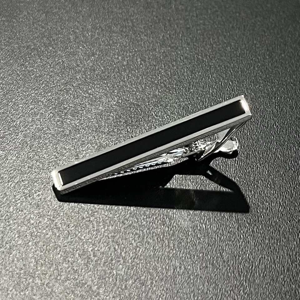 Clip de corbata de piedra negra para hombre cumpleaños boda regalo barra de corbata con caja Foto 1 de 4