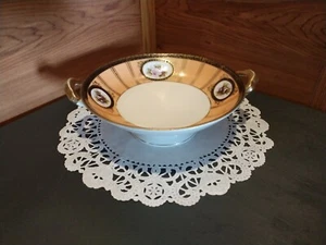 Ciotola da portata vintage firmata noritake 2 manici decorata a mano porcellana - Foto 1 di 10