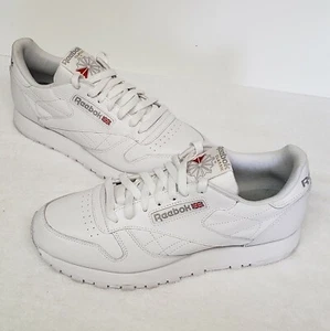 REEBOK MEN'S CLASSIC LEATHER 8.5 9771 WHITE / WHITE-LIGHT GREY - Picture 1 of 10