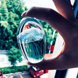 crystal engraving Laser Blue jellyfish Paperweight Sea Creatures spirituality - Picture 1 of 6