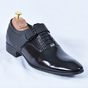 Conhpol Men's Shoes Half Lace Business Black New Leather 41 42 - Picture 1 of 7