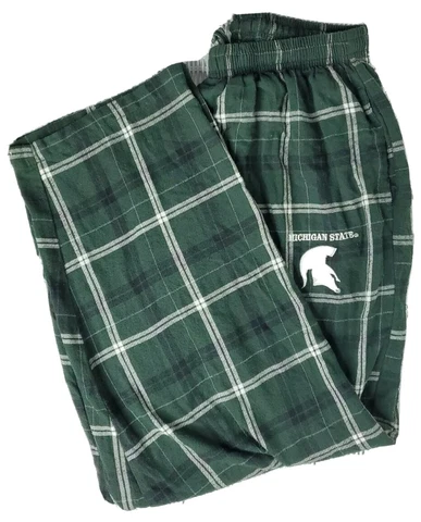 Michigan State Spartans Pajama Lounge Pants Plaid Unisex XL Extra Large Cover
