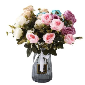 Bündel 6 kleine Vintage künstliche Pfingstrosen Rosen - künstliche Seidenblumen - Bild 1 von 14