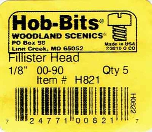 Hob-Bits H822 Brass 0-90 1/8" Long Fillister Screws (5) pcs - Picture 1 of 1