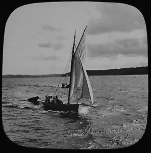 YACHTING NEAR SYDNEY NSW AUSTRLIA C1890 Magic Lantern Slide PHOTOGRAPH YACHT - Picture 1 of 5