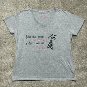Oil Field Roughneck Live Life Hitches Shirt Adult Extra Large Gray Gildan Womens - Picture 1 of 7