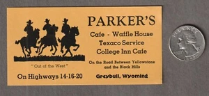 1940's GREYBULL, WY. Luggage/Window STICKER ~ PARKER'S CAFE/Waffle House~TEXACO - Picture 1 of 2