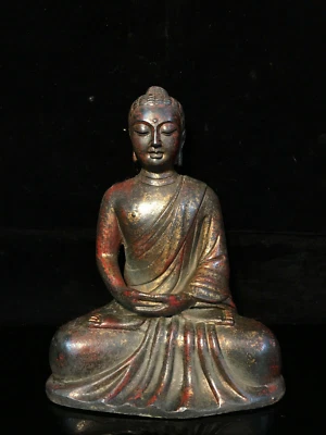 8.4'' China Antique Brass Statue Tibet old copper Sakyamuni Buddha Statue - Image 1 of 4