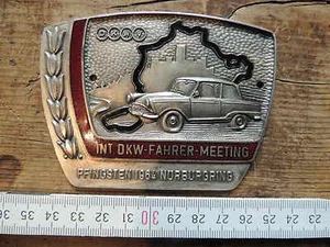 1.4 DKW V Plakette Fahrer Meeting Nürburgring 1964 Pfingsten emaille Schild Audi - Picture 1 of 3