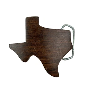 Vintage Handmade Walnut Texas State Wooden Wood Belt Buckle - Picture 1 of 4