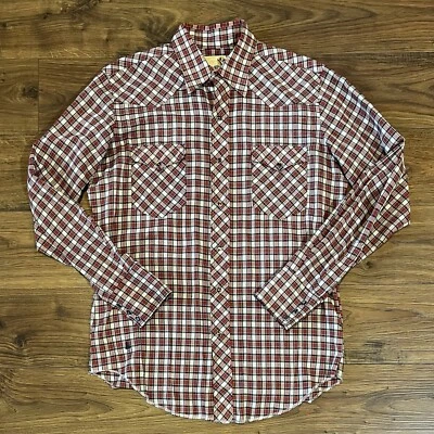 De colección Maverick Western Para Hombres Mediano Rojo Cuadros Perla Hecho a Presión en EE. UU. Foto 1 de 4