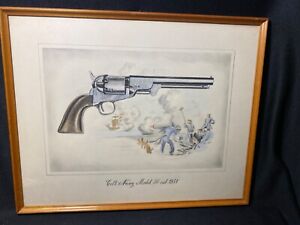 ORIGINAL Colt Historical Prints Navy Model .36 Cal.- 1841 Painting Framed 
