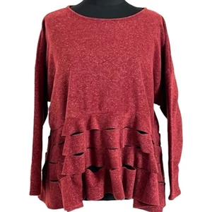 BORIS INDUSTRIES Shirt Fleece Gr 44 46 48 50 dunkel rot Cut-Outs langarm - Bild 1 von 3