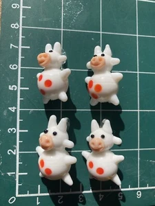4x Ciondolo Cowbull nero arancione bianco lampada fatta a mano vetro da lavoro Carino - Foto 1 di 3