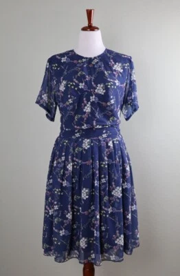 ESHAKTI темно-сад цветочный с подкладкой плиссированные трапеции платье размер заказ (1 X) - Изображение 1 из 4