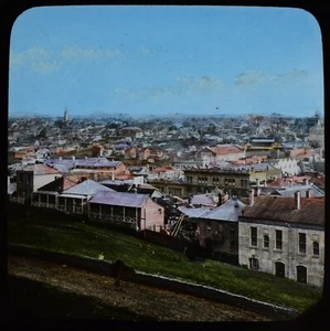 ANTIQUE Magic Lantern Slide VIEW OF AUCKLAND C1893 VICTORIAN PHOTO NEW ZEALAND - Foto 1 di 2