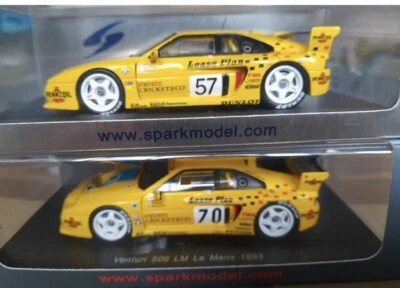 2 x VENTURI 500 no57 & 70 LE MANS 1993 1/43 CAR MODEL SPARK MODELS S2257 S2252  - Image 1 of 4