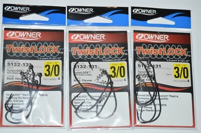 3 packs owner twistlock hook 5132-131 black chrome 3/0 centering pin spring - Image 1 of 3