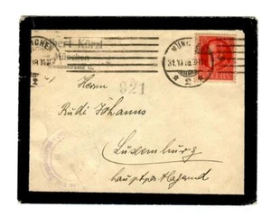 "CS 29 Bayern Trauerdeckel 1918 München - Luxemburg Größe 4"" x 4 3/4" - Bild 1 von 2