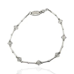 Bracciale a segmenti in argento 925 rodiato con cristalli Swarovski crystal mm 5 - Imagen 1 de 2