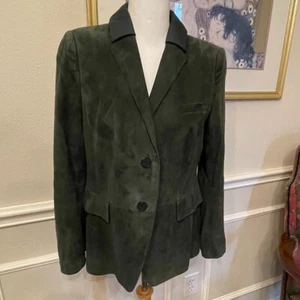 Akris Punto Forest Green Lambskin Suede Single BreastedWomen’s Blazer orig $2199 - Picture 1 of 15