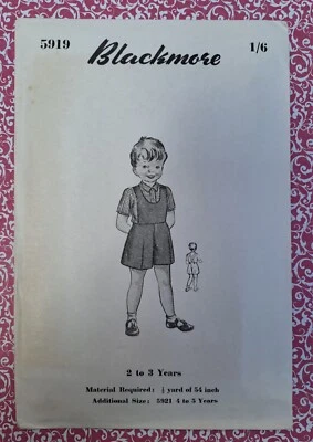 1950's Blackmore Sewing Dress Pattern 5919 Childs Short Dungarees Age 2 to 3 Yrs - Image 1 of 2