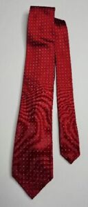 Chaps Mens Tie Necktie 100% Silk Red With White Dots