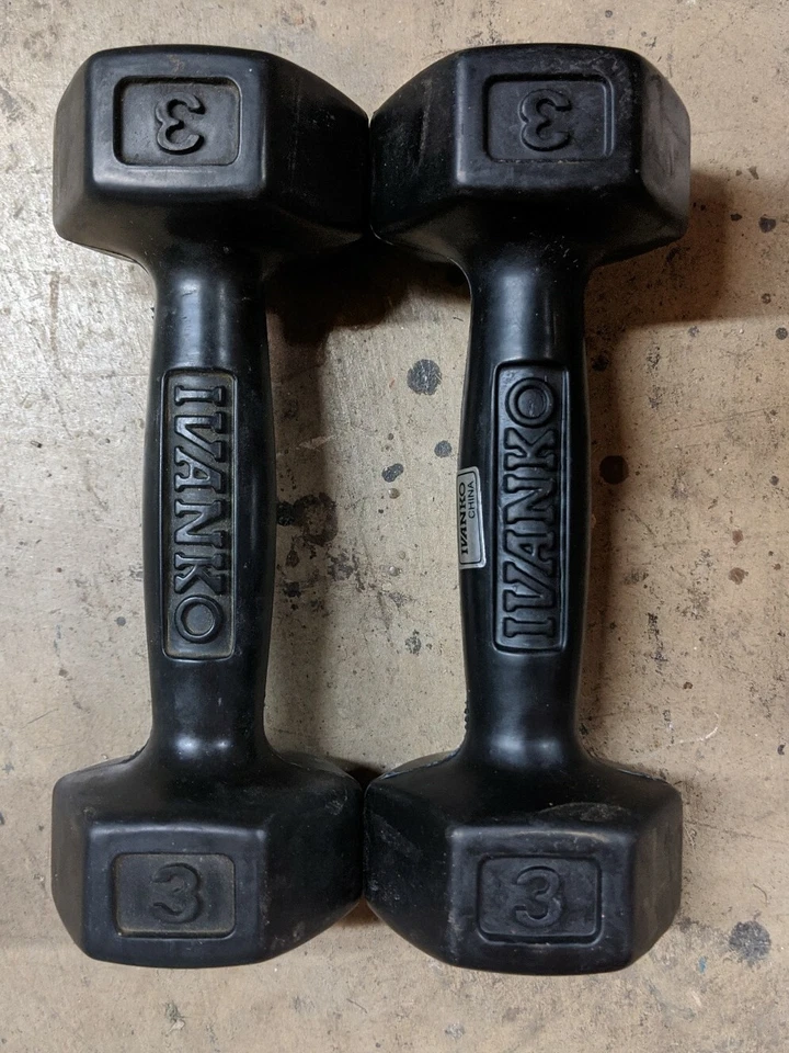 3 lb Pair Ivanko Rubber Coated Dumbbells - 6 lbs Total - FREE SHIPPING!!!  - Image 1 of 1