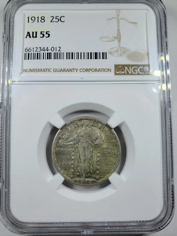 1918 P Standing Liberty Quarter NGC AU 55 Cover