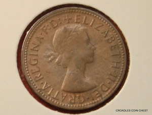 * 1963 HALFPENNY METAL FLAW ON OBVERSE ACROSS NECK CIRCULATED #BLNT 61 - Foto 1 di 10