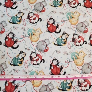 Cats Kittens Fabric Susan Winget Yarn  FQ HY BTY By the Yard Springs Creative - Picture 1 of 6