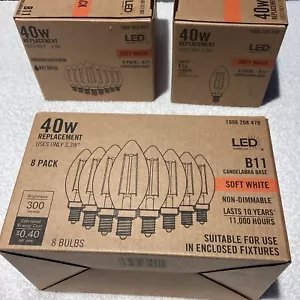 NEW Value Pack 8-pk 40W LED B11 Bulb Indoor/Outdoor E12 Candelabra 2700K Non-Dim - Picture 1 of 4