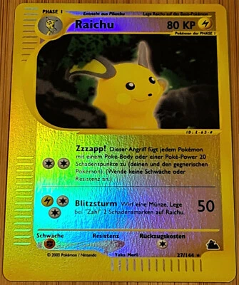 Raichu # 27/144 Rare Reverse Holo aus Skyridge von 2003 Deutsch Top Mint Vintage - Bild 1 von 4