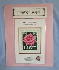 Heritage Series 1988 Love Stamp Counted Cross Stitch Kit NIP Stamp Mat - Picture 1 of 4