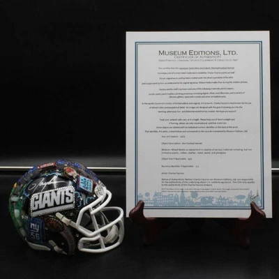 Minicasco firmado por Lawrence Taylor/Charles Fazzino autógrafo de los Gigantes ZJ21286 Foto 1 de 4