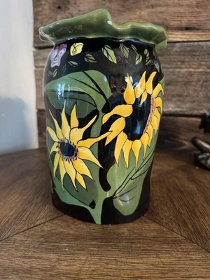 Jarrón SUSAN PALEY GIRASOL PARA GANZ Florero Diseño Floral Espalda Flores Maceta Potter Foto 1 de 4