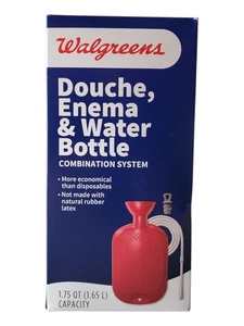 Walgreens Douche Enema Ribbed Water Bottle System 1.75 QT Warm Cold Application - Picture 1 of 4