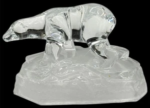 Vintage 24% Lead Crystal Polar Bear On Ice Cristal D'Arques France 1980s EUC - Picture 1 of 6